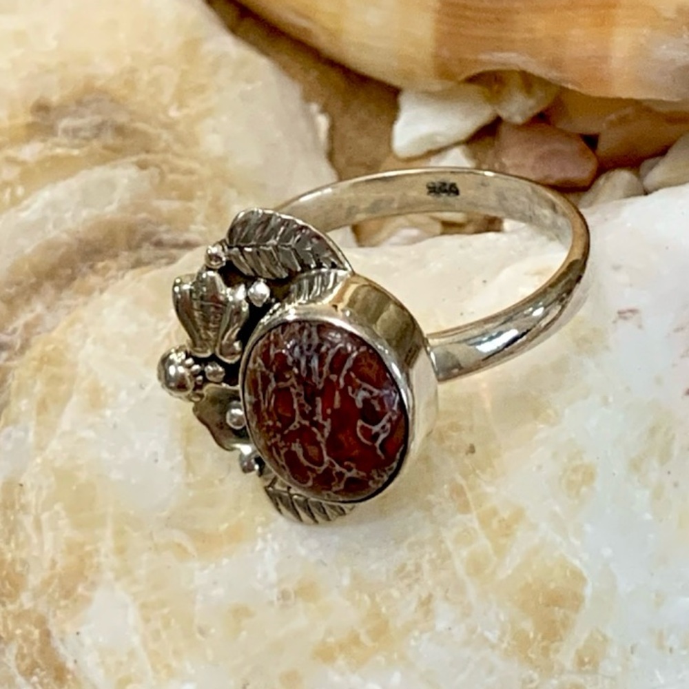 75-Million-Year-Old Dinosaur Bone Fossil Sterling Silver Ring - Picture 7 of 8